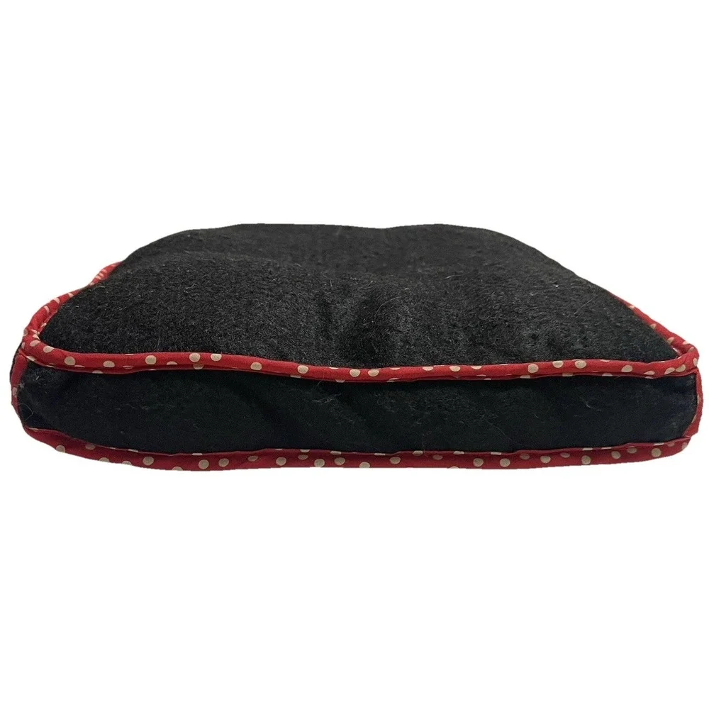 Black Felt Handmade Look‎ Pillow 10in Red Polka Dot Quilted Pinwheel Accent